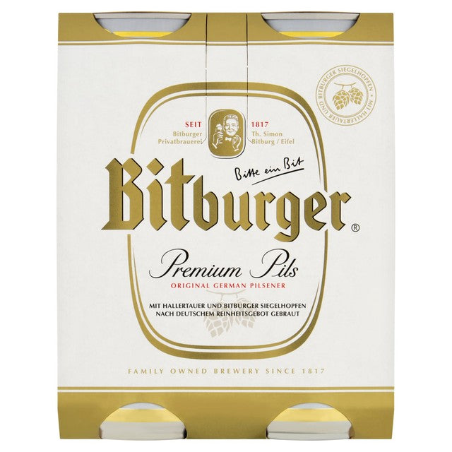 Bitburger Premium Pils pilsener beer 4x500ml - British product