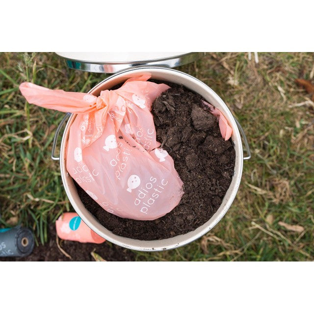 Adios Plastic compostable dog poo bags Pink 60 pack - British product