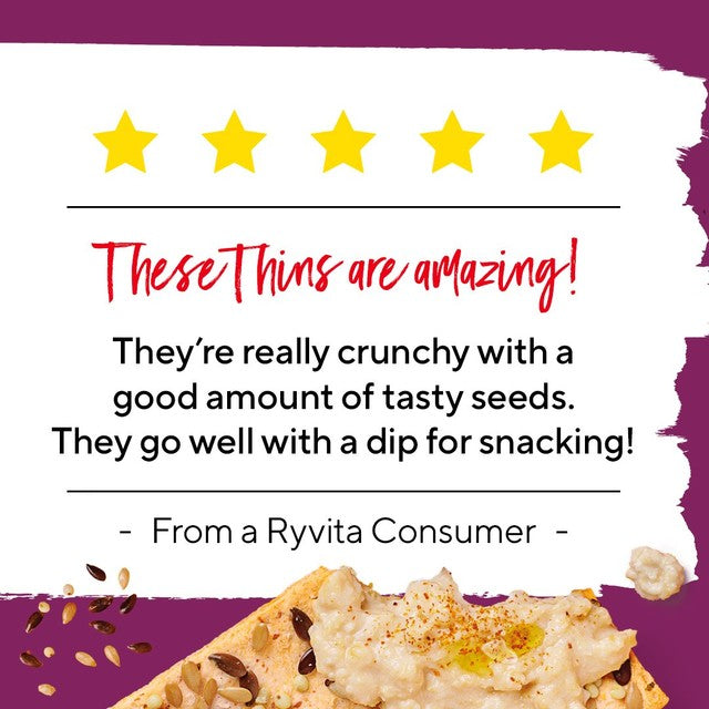 Ryvita Thins Multi-Seed Flatbread Crackers 125g, imported from the UK