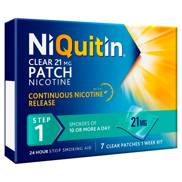NiQuitin CQ 21mg Clear Patch Step 1, imported from the UK