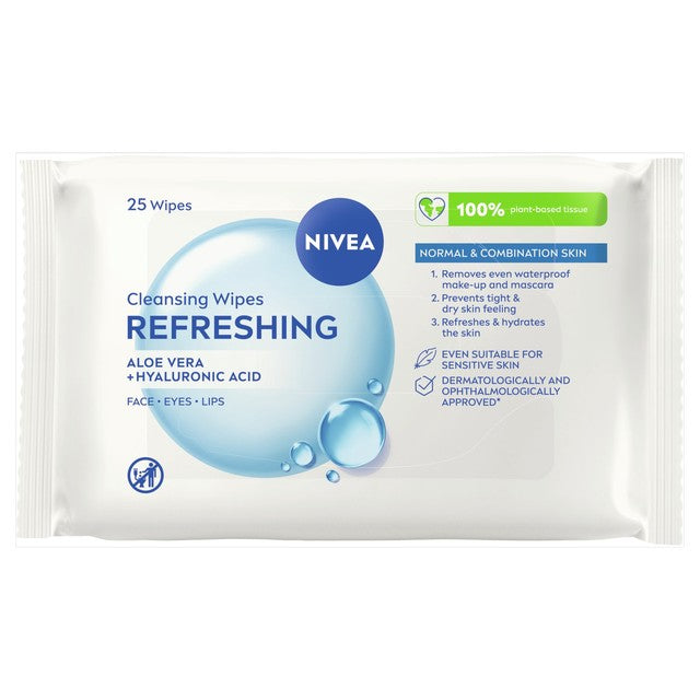 Nivea refreshing face cleansing wipes 25 wipes, imported from the UK