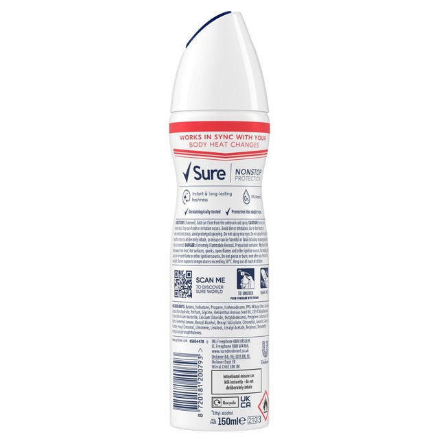 Sure Women's Watermelon Fresh Anti-Perspirant Deodorant Spray 150ml (British brand)