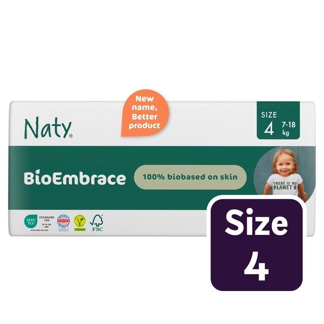 Naty BioEmbrace Big Pack nappies Size 4 (7-18kg), imported from the UK