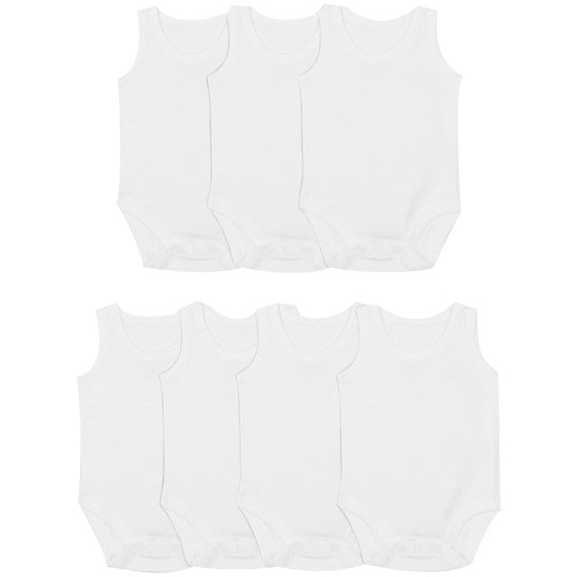 M&S baby cotton sleeveless bodysuits white 6-9 months, imported from the UK