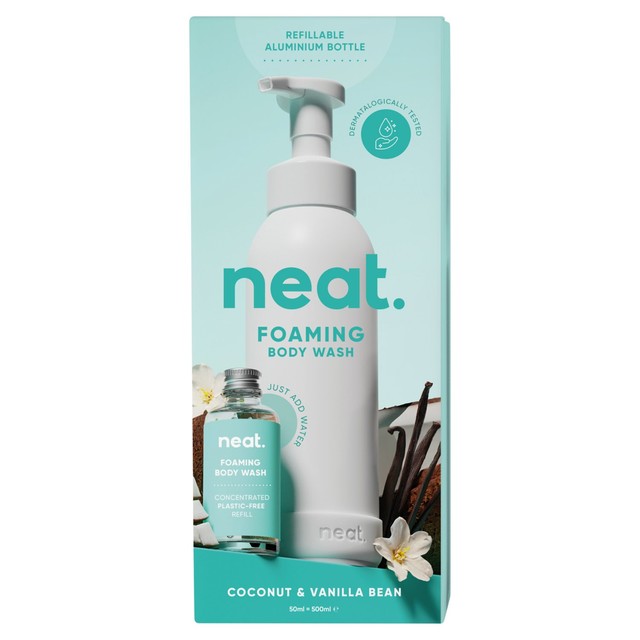 Neat Foaming Body Wash Coconut & Vanilla Bean 500ml, imported from the UK