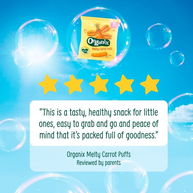 Organix Sweetcorn Rings Baby Puffs 20g, imported from the UK