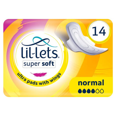 Pads hygiéniques ultra fins Lil-Lets Normal avec ailettes, lot de 14