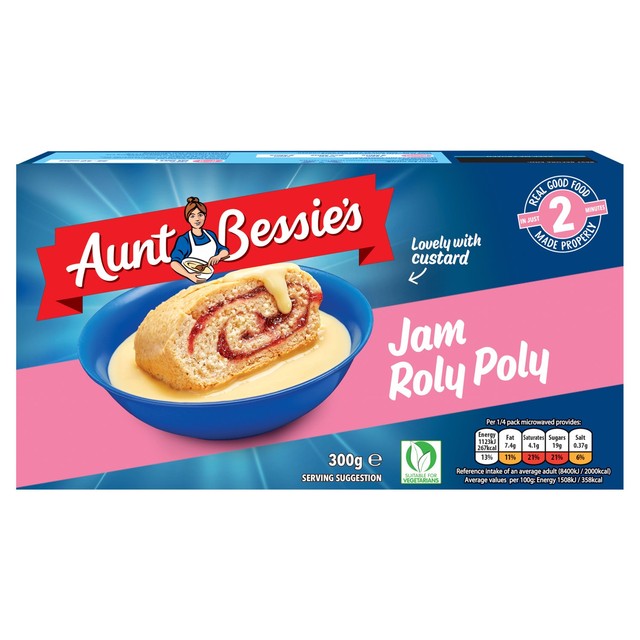 Aunt Bessie's Jam Roly Poly suet pudding 300g - British product