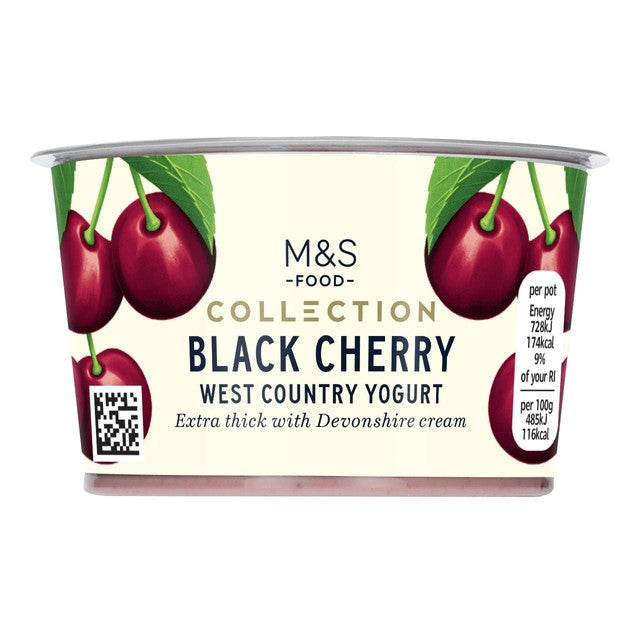 M&S black cherry extra thick yogurt 150g, imported from the UK