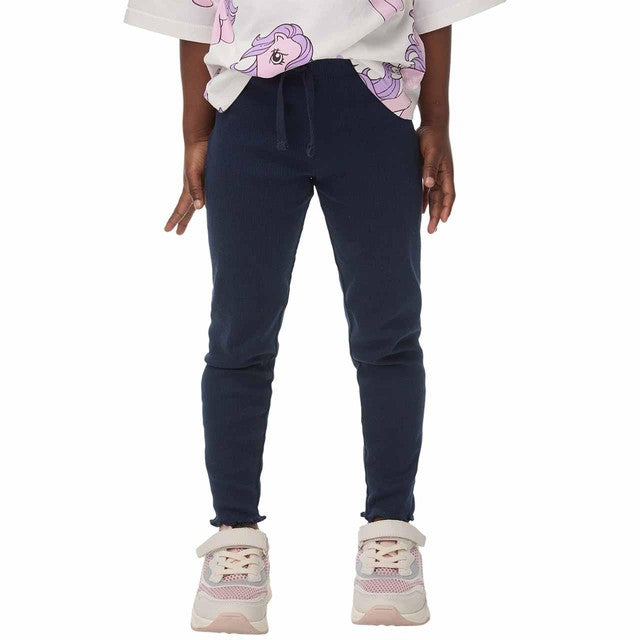 M&S cotton-rich plain rib leggings navy 5-6 years, imported from the UK