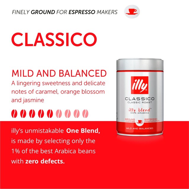 Illy espresso ground coffee Classico medium roast 250g, UK version