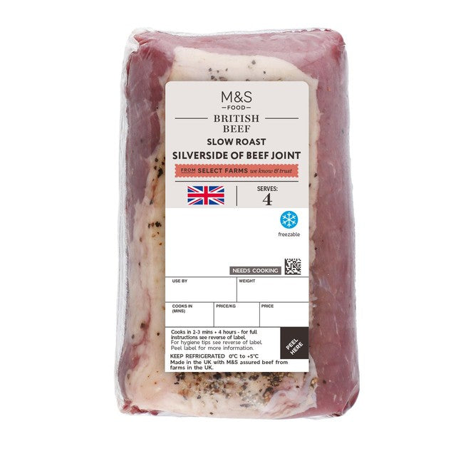 M&S Slow Roast Silverside Beef Joint 1.1kg, imported from the UK
