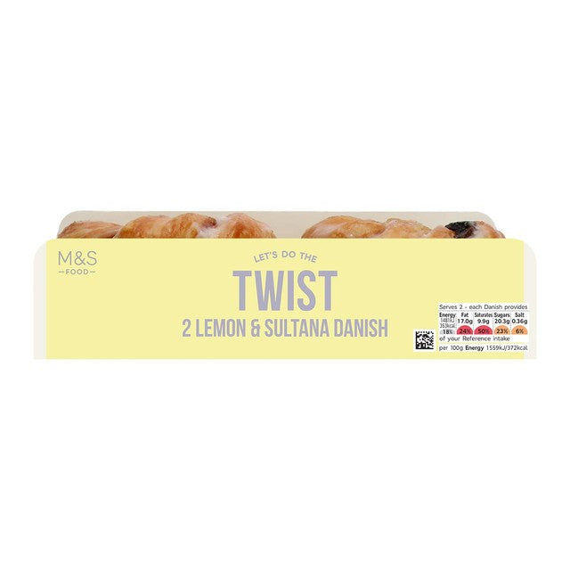 M&S lemon and sultana Danish pastries 2 pack, imported from the UK