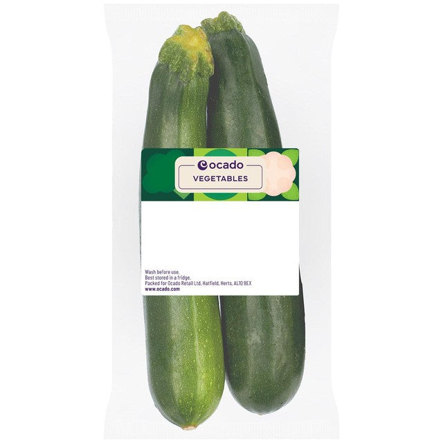 Ocado fresh dark green courgettes 500g pack, imported from the UK