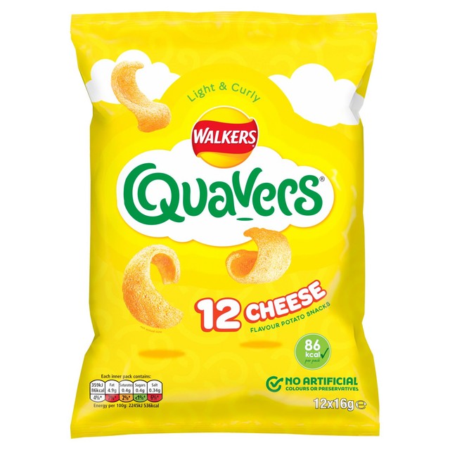 Quavers Cheese potato snacks multipack 12x16g (British brand)