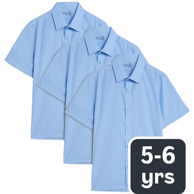M&S boys regular fit shirt 3-pack 5-6 years, imported from the UK