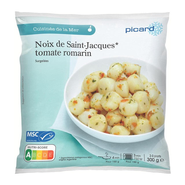 Picard MSC scallops with tomato and rosemary 300g, imported from the UK