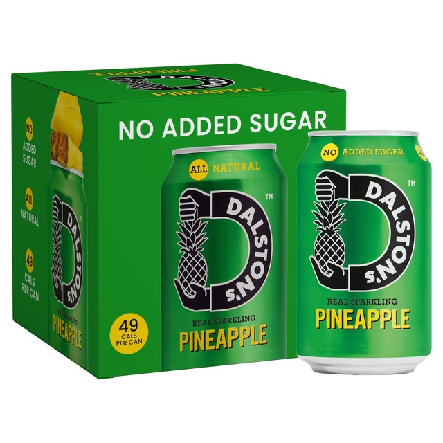 Dalston's sparkling pineapple drink 4 x 330ml cans - British product