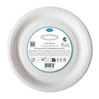Duni White Coated Paper Plates 22cm 50 Pack