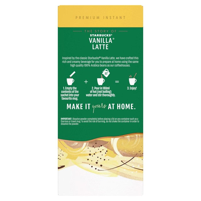 Starbucks vanilla latte coffee sachets 5 pack (British brand)