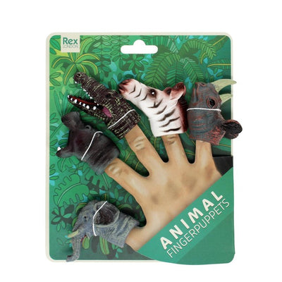 Rex London Safari Animal Finger Puppets 5 Pack