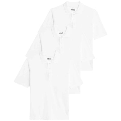 M&S Unisex School Polo Shirt White 6-7 Years