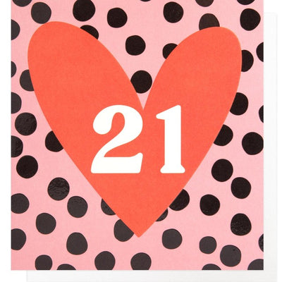 Caroline Gardner Spotty Pink 21st Birthday Greeting Card 146mm x 140mm