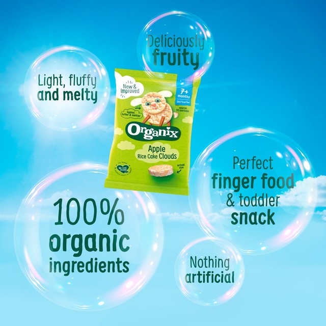 Organix apple rice cake clouds 40g baby snack, imported from the UK
