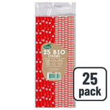 Duni Bio red and white paper straws 25 pack, imported from the UK