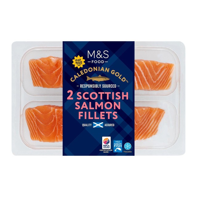 M&S Scottish salmon fillets skin on 240g, imported from the UK