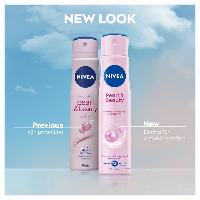 Nivea Pearl & Beauty anti-perspirant deodorant spray 250ml, imported from the UK