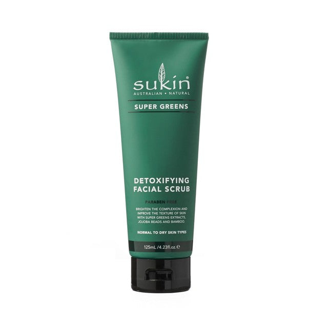 Sukin Super Greens Detoxifying Facial Scrub 125ml (British brand)