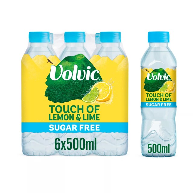 Volvic lemon lime sugar-free flavoured water 6x500ml multipack (British brand)