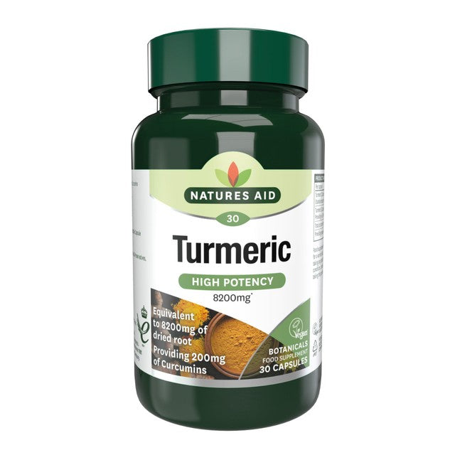 Natures Aid Turmeric Capsules 30 count, imported from the UK