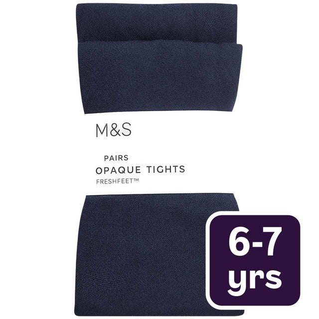 M&S girls school tights navy 6-7 years, imported from the UK