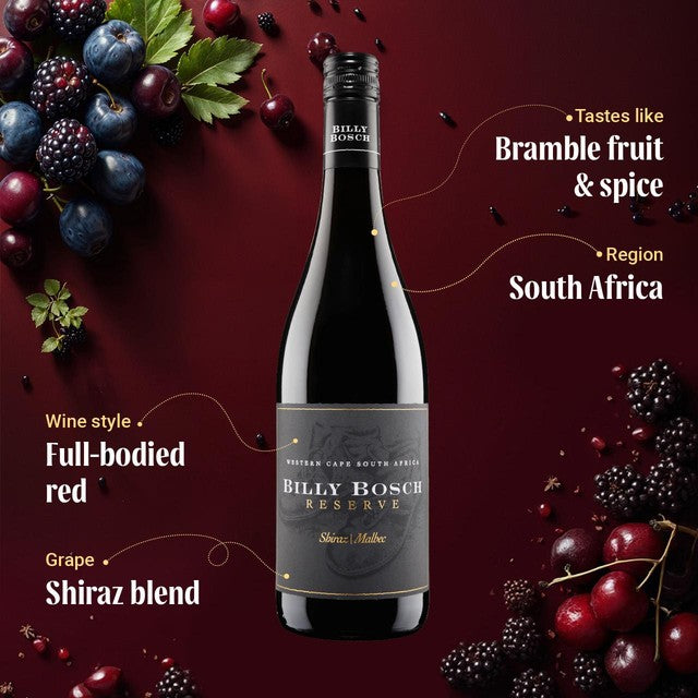 Virgin Wines Billy Bosch Shiraz Malbec red wine 75cl - British product