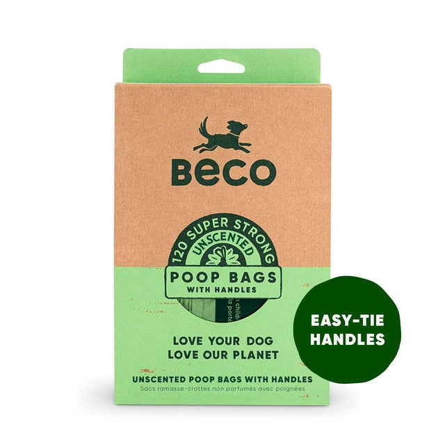 Beco Pets extra large unscented dog poop bags with handles - British product