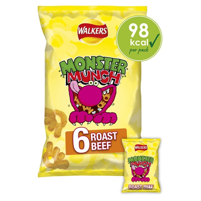 Monster Munch Roast Beef corn snacks 6x20g (British brand)