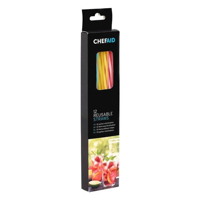 Chef Aid reusable straws mixed colours pack of 12 - British product