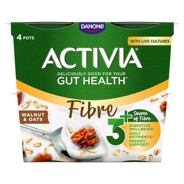 Activia Fibre Walnut & Oat Yogurt 4 x 115g multipack - British product