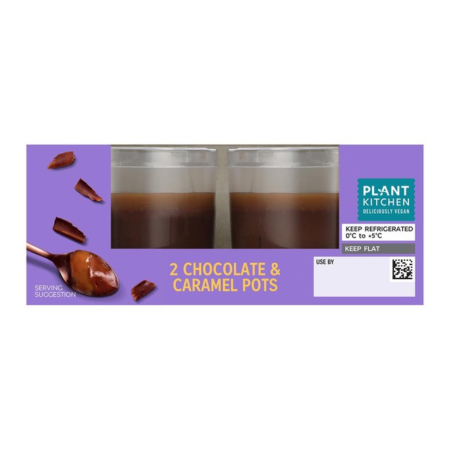 M&S vegan chocolate & caramel dessert pots 184g, imported from the UK