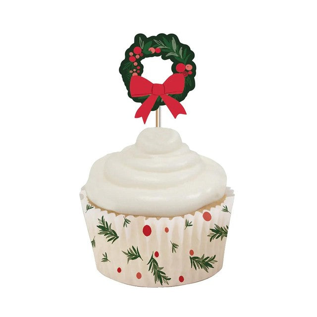Creative Party Merry Christmas Wreath Cupcake Decorating Kit 28-Piece Pack - British product