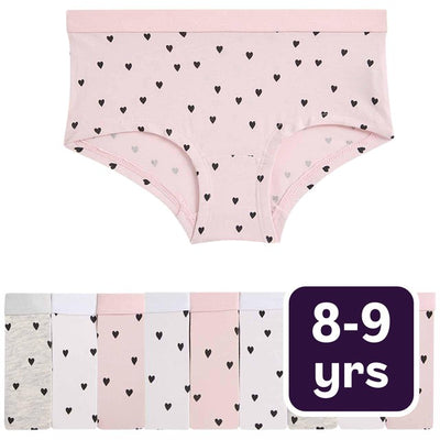 M&S 10P Core Heart Shorts Multi Children's Underwear 8-9Y