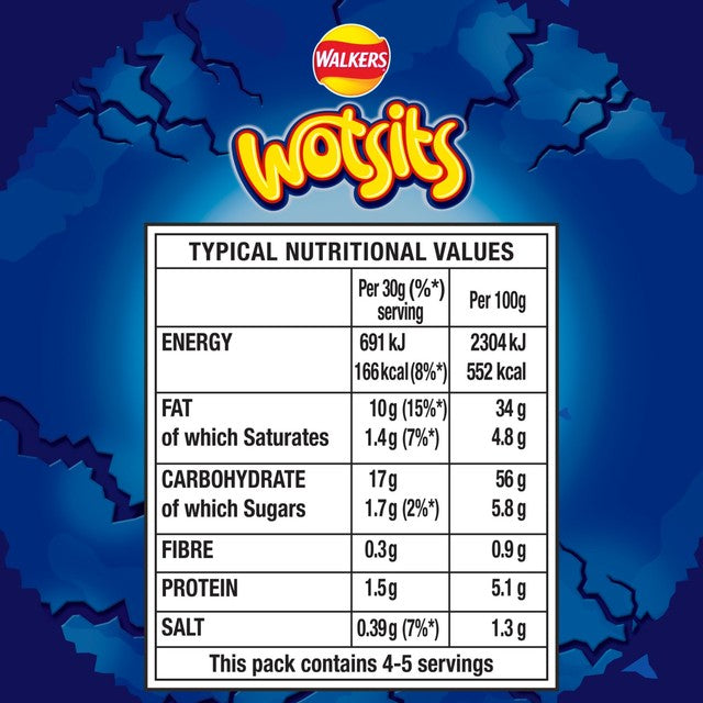 Walkers Wotsits Crunchy Cheesy Corn Puffs 140g (British brand)