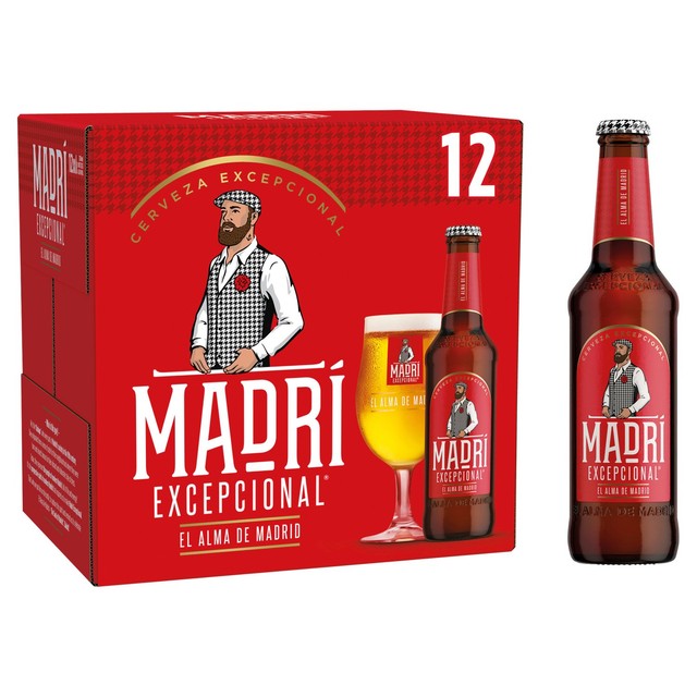 Madri Excepcional Premium Lager beer 12 x 330ml, imported from the UK