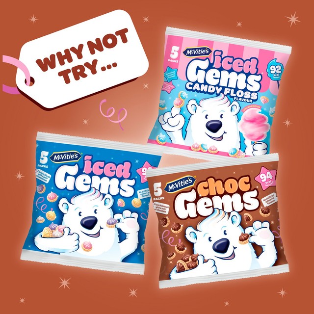 McVitie's Iced Gems chocolate biscuits 19g pack, imported from the UK