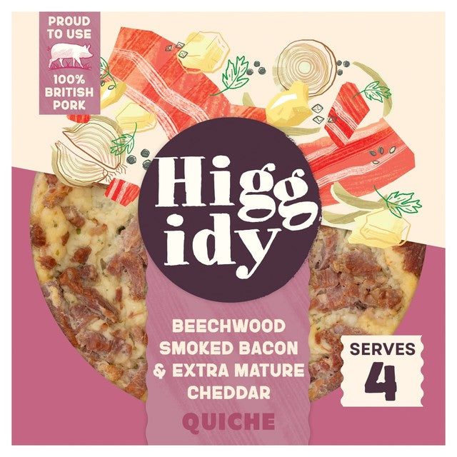 Higgidy beechwood smoked bacon and mature cheddar quiche 400g, UK version