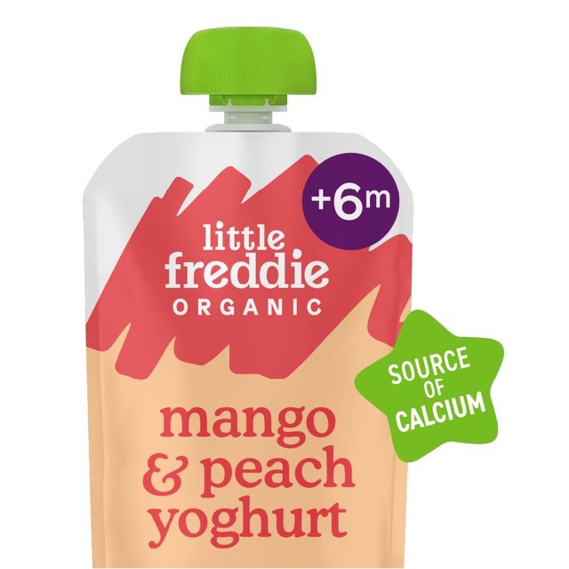 Little Freddie mango peach yoghurt baby food pouch 100g, UK version