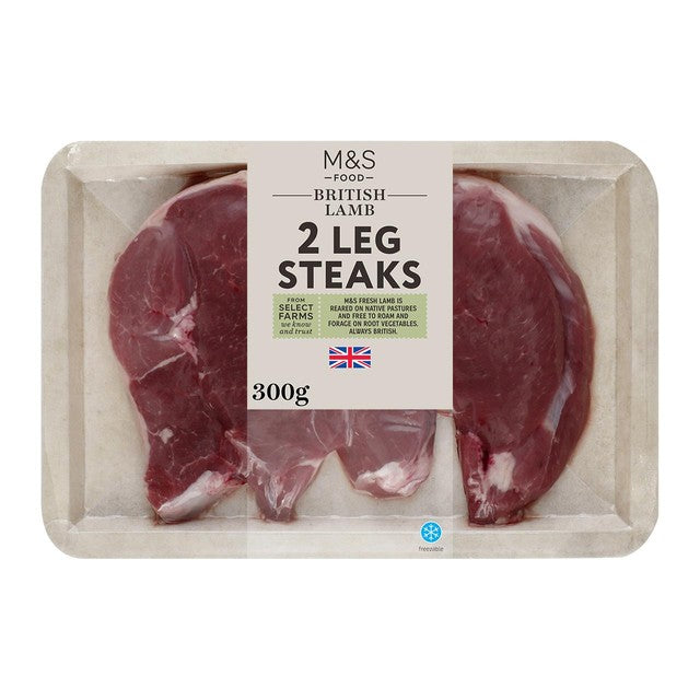 M&S lamb leg steaks 300g, imported from the UK