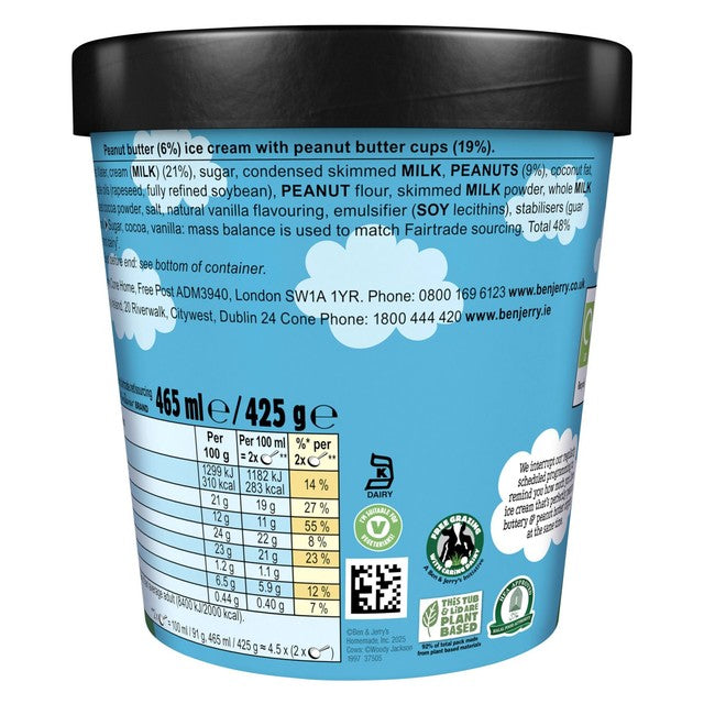 Ben & Jerry's peanut butter cup ice cream tub 465ml - British product
